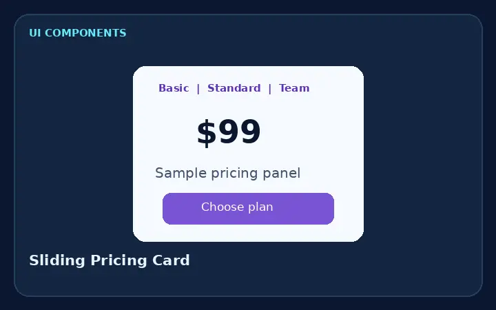 Sliding Pricing Card — Illustrative preview based on the supplied component